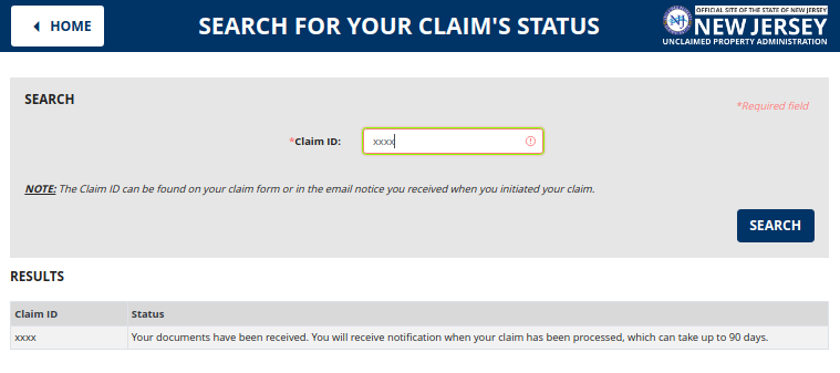 State Claim Status Check Form